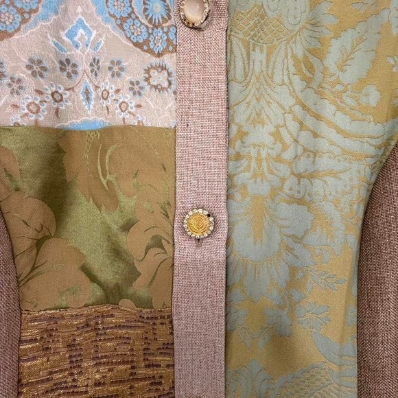 Julia K Boho Chic Long Jacket Sz S Multi Color Patchwork Art to Wear Coat - Picture 5 of 10